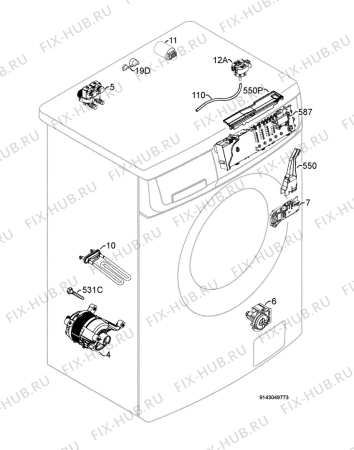 Взрыв-схема стиральной машины Electrolux EWS10277W - Схема узла Electrical equipment 268